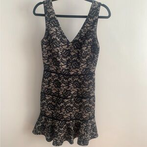 Elegant Black and Cream Lace Dress